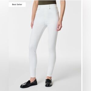 Spanx stretch tummy control denim white - ankle skinny jeans